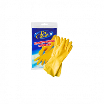 Перчатки резиновые Дr. CLEAN рр 8-М, с напылением, желтые 1/12/240