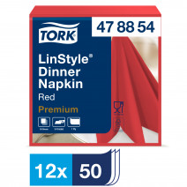 Салфетки Tork LinStyle, Premium, 39х39 см, 1 сл, 50 листов, красные