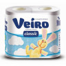 Туалетная бумага белая VEIRO CLASSIC 2сл, 17,5м, 140л, 4шт 1/12