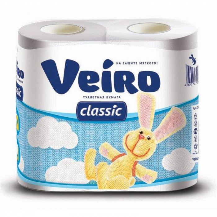 Туалетная бумага белая VEIRO CLASSIC 2сл, 17,5м, 140л, 4шт 1/12