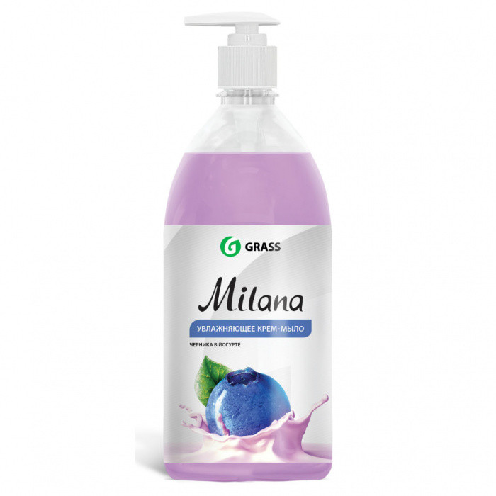 Крем-мыло ЧЕРНИКА В ЙОГУРТЕ MILANA 1л 1/6 насос