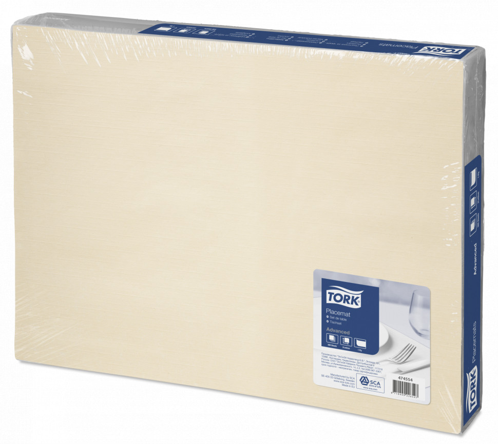 Салфетки под приборы Tork, Advanced, 1 сл, 500 листов, 42х31 см, песочного цвета