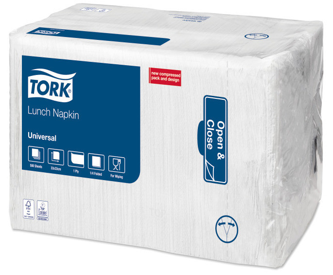 Сервировочные салфетки Tork, Universal, 500 листов, 1 сл, 32х32 см, белые