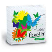 Салфетки бумажные белые FIORELLA ASTER 24*24см, 1сл, 75л 1/30