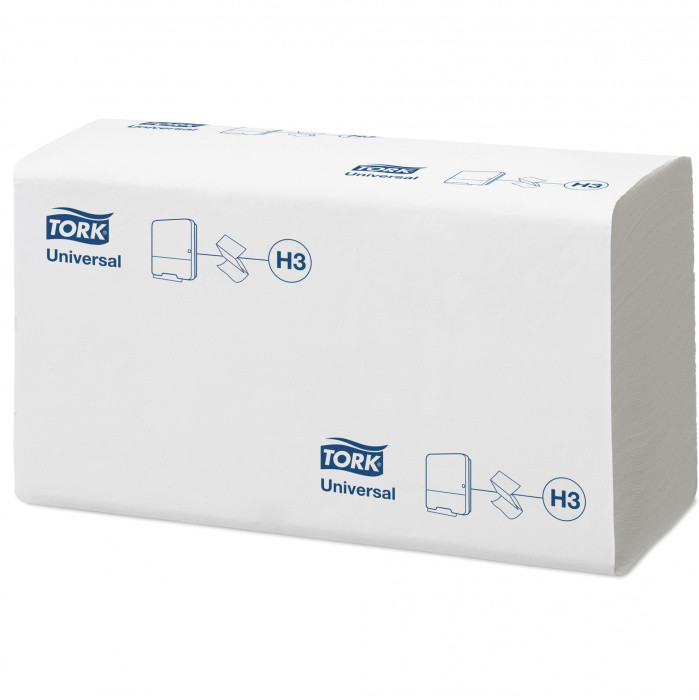 Полотенце бумажное белое TORK SINGLEFOLD UNIVERSAL 250л, 1-сл, ZZ-сл, 23*23см 120108 20/1