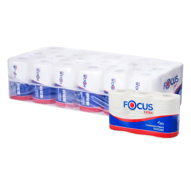 Туалетная бумага 2сл 6рул/упак Focus Extra белая (5042265) 48м/рул