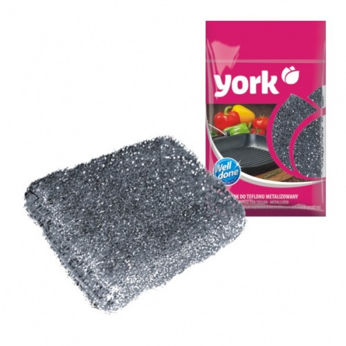 Губка для тефлона в металлизированной оплетке YORK 12,5*8*2,7см 1/100